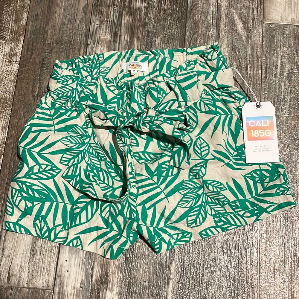 Brand new with tags green and cream leaf shorts !